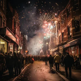 Crowd celebrating New Year