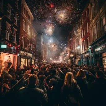 Crowd celebrating New Year