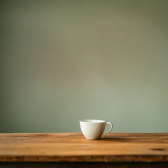 White coffee cup on a wooden table with negative space - Image 2