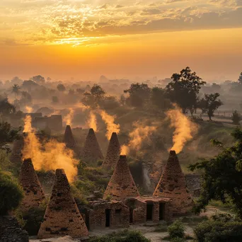 Sunset Over Brick Kilns