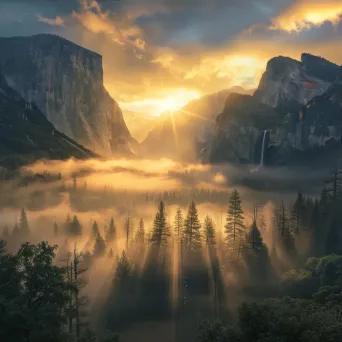 Yosemite Valley sunrise mist - Image 3