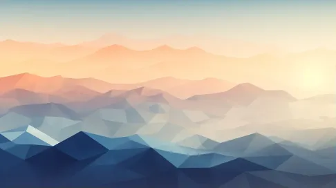 Sunrise over a low poly mountain range in cool colors - Image 1