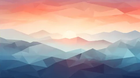 Sunrise over a low poly mountain range in cool colors - Image 2