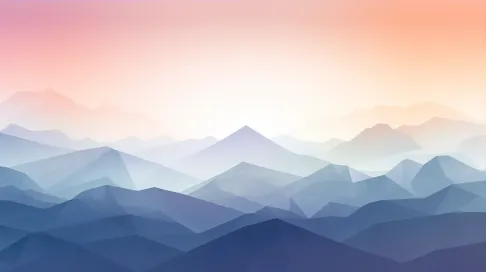 Sunrise over a low poly mountain range in cool colors - Image 3