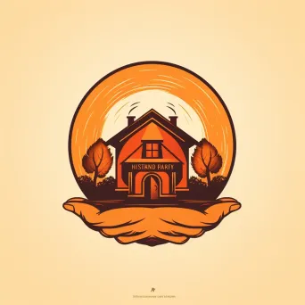 Logo with two hands coming together to form a house, in orange and brown. - Image 2