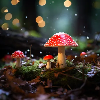 Whimsical fly agaric mushrooms in the forest - Image 2