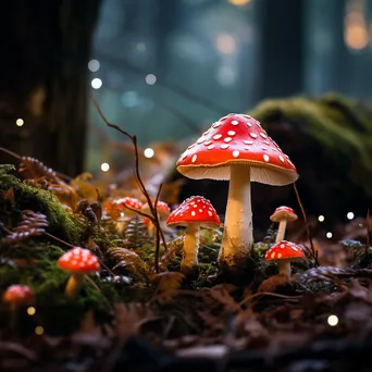 Whimsical fly agaric mushrooms in the forest - Image 3