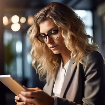 Female executive focused on tablet in office - Image 2