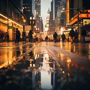 Blurred city street during rain with light reflections - Image 1