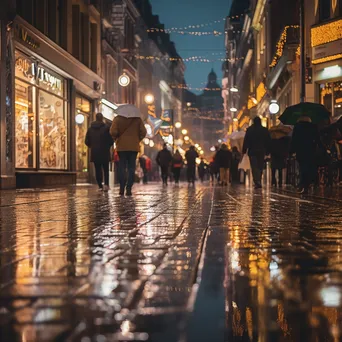 Blurred city street during rain with light reflections - Image 3