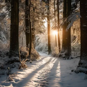 Snowy Forest Pathway