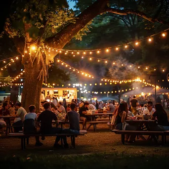 Families enjoying food festival with food trucks in city park - Image 2