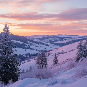 Snowy hills under a pastel sunset - Image 3