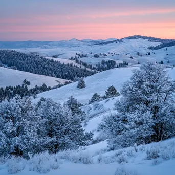 Snowy hills under a pastel sunset - Image 4