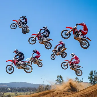 Motocross riders performing stunts in mid-air - Image 3