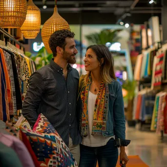 Couple browsing home decor in a colorful store. - Image 1