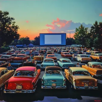 1950s drive-in movie theater in Americana style with vintage cars - Image 4