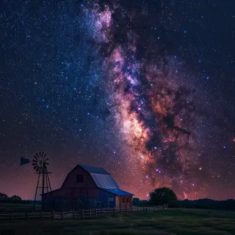 Milky Way over Peaceful Farm