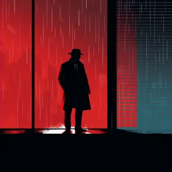 Minimalist vector art of a spy silhouette against a rain-streaked windowpane - Image 2