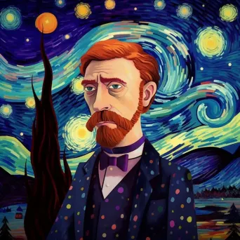 Contemporary reinterpretation of a self-portrait with starry night theme - Image 1