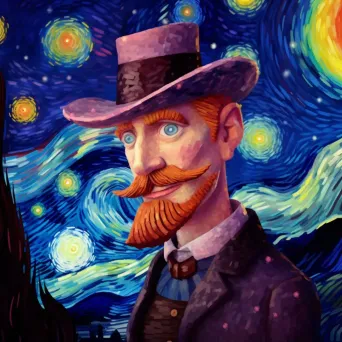 Contemporary reinterpretation of a self-portrait with starry night theme - Image 2