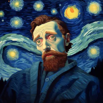 Contemporary reinterpretation of a self-portrait with starry night theme - Image 3