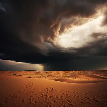 Storm clouds over golden desert sand dunes - Image 1