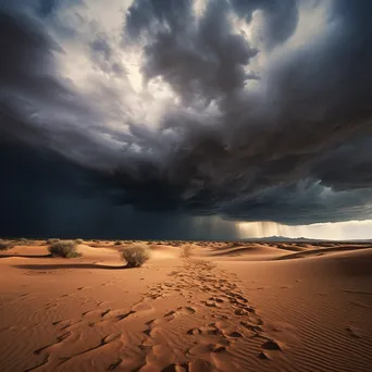 Storm clouds over golden desert sand dunes - Image 4