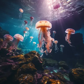 Underwater scene with giant jellyfish - Image 2