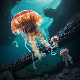 Underwater scene with giant jellyfish - Image 3