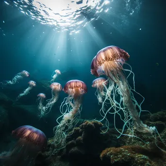 Underwater scene with giant jellyfish - Image 4