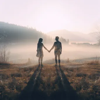 Double exposure of a couple and sunrise - Image 3