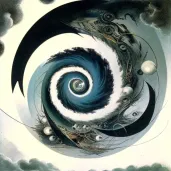 Cyclone over ocean with swirling clouds - Image 2