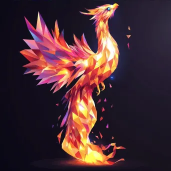 Low poly rendition of a Phoenix rebirth in brilliant flame colors - Image 4