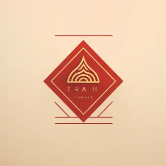 Image of a creative Thai restaurant logo with a stylized Thai pattern icon in red and gold colors - Image 4