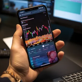 Close-up of hand using smartphone for cryptocurrency trading app - Image 4