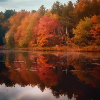 Fall trees reflection - Image 1