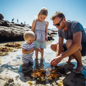 Family enjoying a day at rock pools on the beach - Image 4