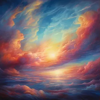 Artwork representing a timelapse of billowing clouds in motion captured with oil pastels - Image 1