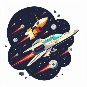 Space exploration company logo with futuristic spaceship on white background - Image 3