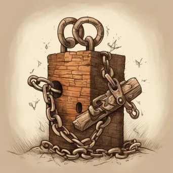 Key unlocking a heavy rusty padlock on a chain - Image 3