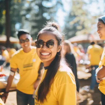 Students engaging in volunteer work during a campus event. - Image 2