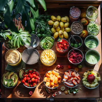 Smoothie bar with various fruits and ingredients. - Image 3