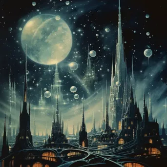 Celestial city in the afterlife with crystal spires and nebulae - Image 1