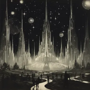 Celestial city in the afterlife with crystal spires and nebulae - Image 3