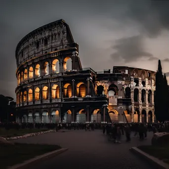 Colosseum in Rome at dusk with tourists exploring - Image 3