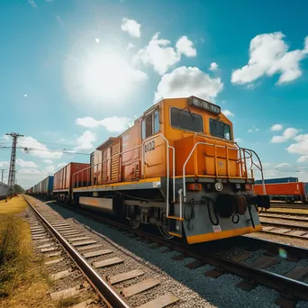 Freight train loading cargo under sunny weather - Image 1