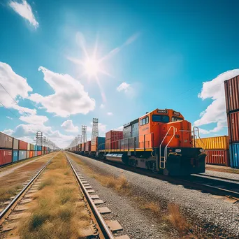 Freight train loading cargo under sunny weather - Image 2