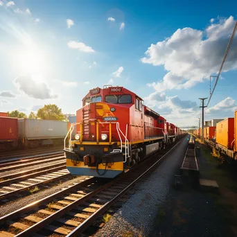 Freight train loading cargo under sunny weather - Image 3