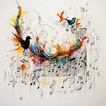 Music notes elegantly morphing into flying birds through an optical illusion - Image 3